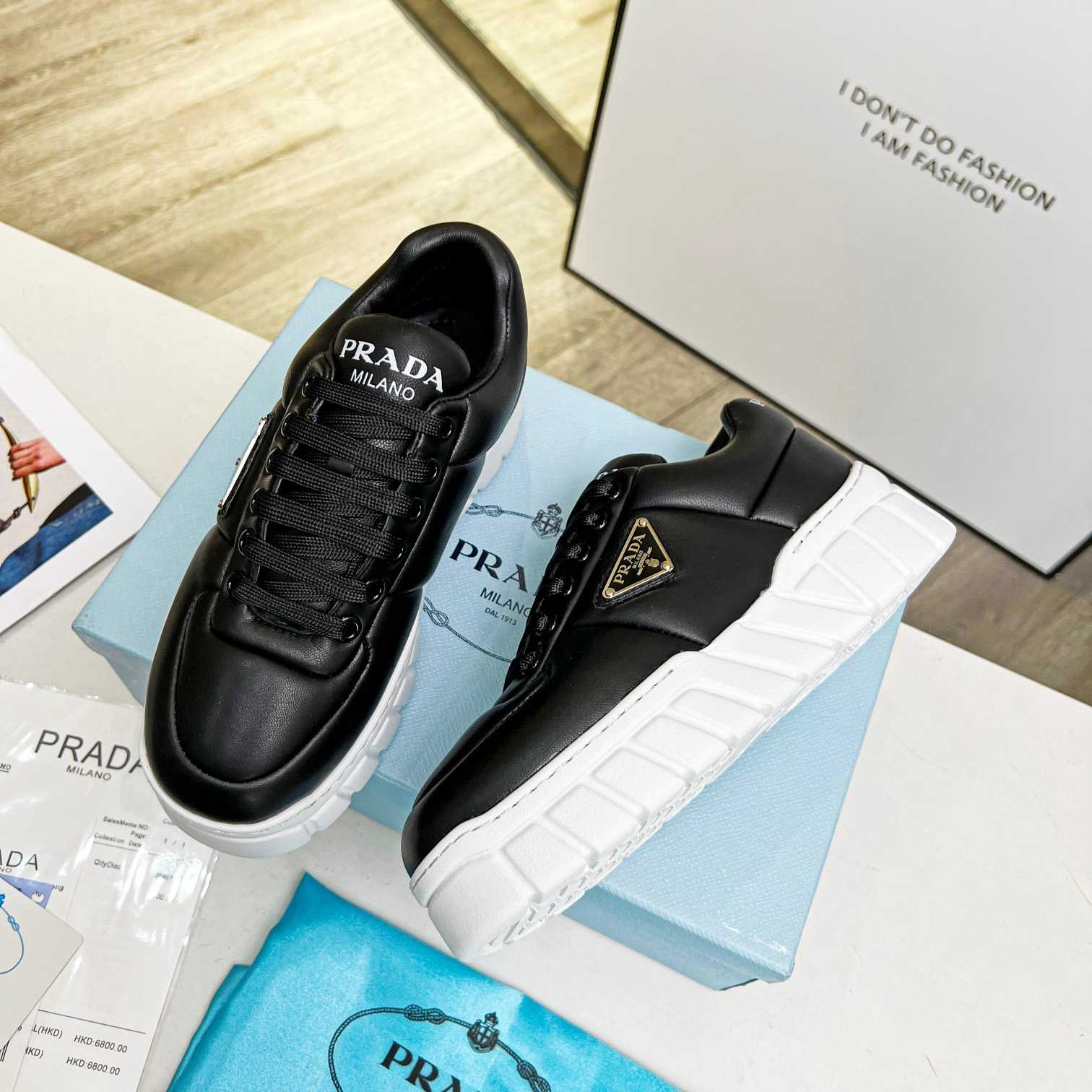 Prada Padded Nappa Leather Sneakers - DopestKickz