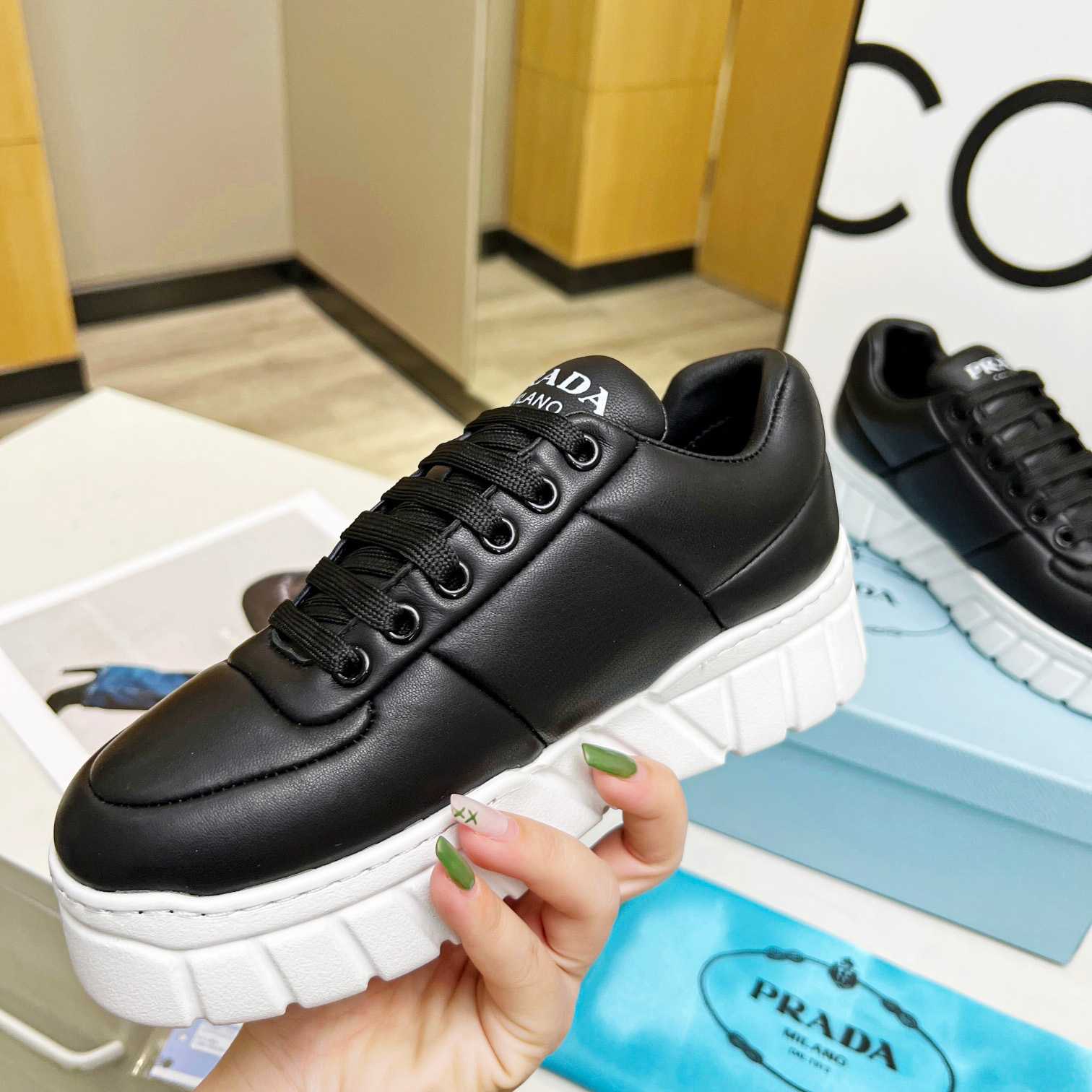 Prada Padded Nappa Leather Sneakers - DopestKickz