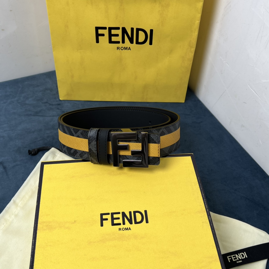 Fendi Reversible Black Leather Belt  - DopestKickz