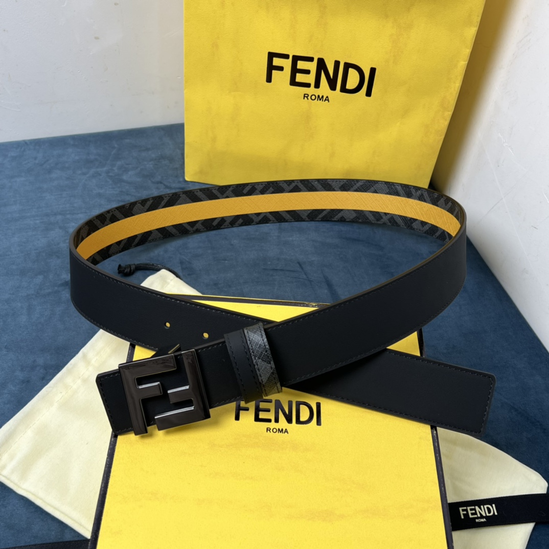Fendi Reversible Black Leather Belt  - DopestKickz
