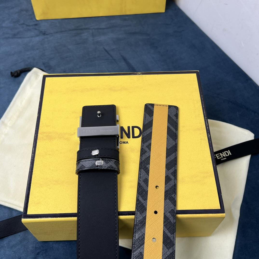 Fendi Reversible Black Leather Belt  - DopestKickz