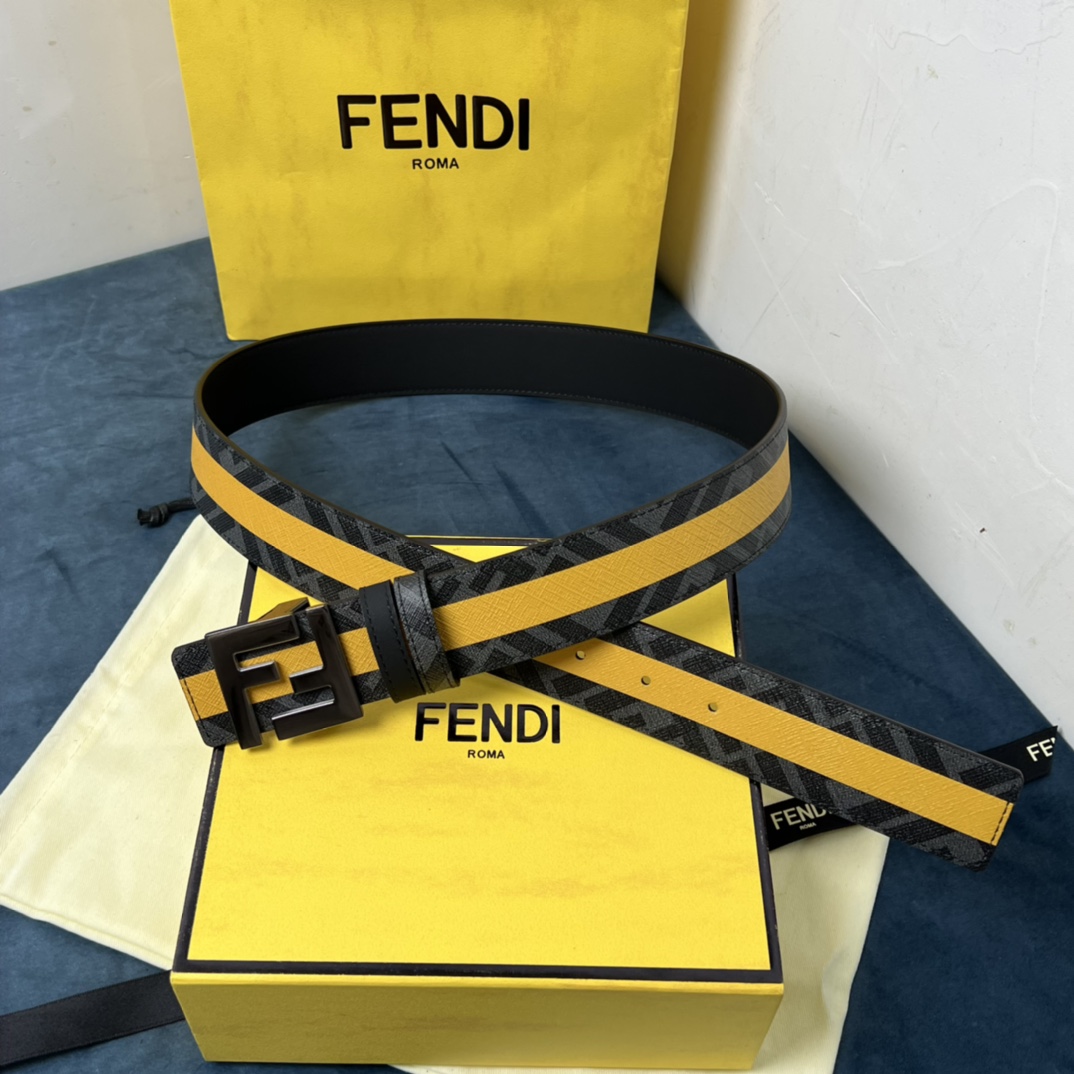 Fendi Reversible Black Leather Belt  - DopestKickz
