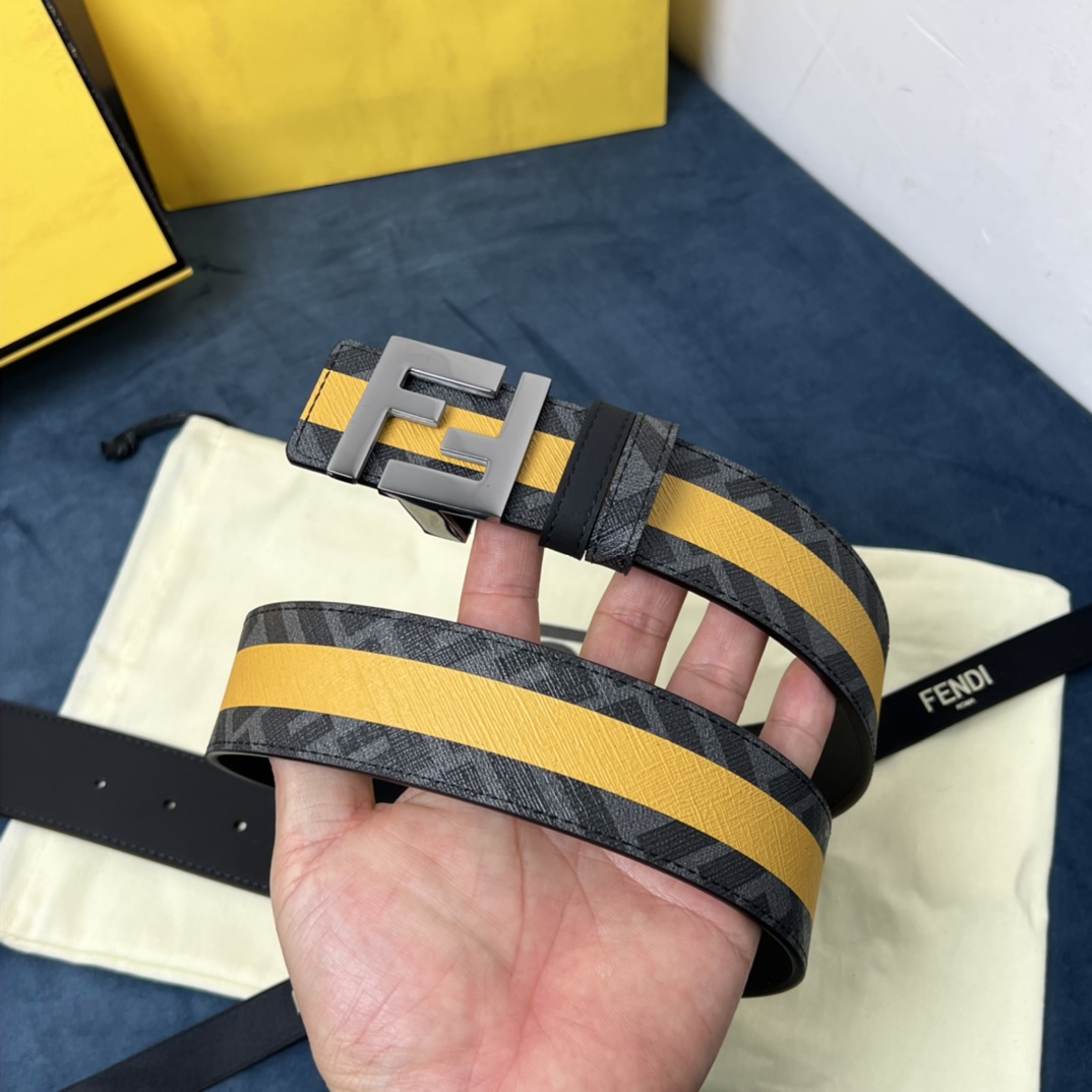 Fendi Reversible Black Leather Belt  - DopestKickz