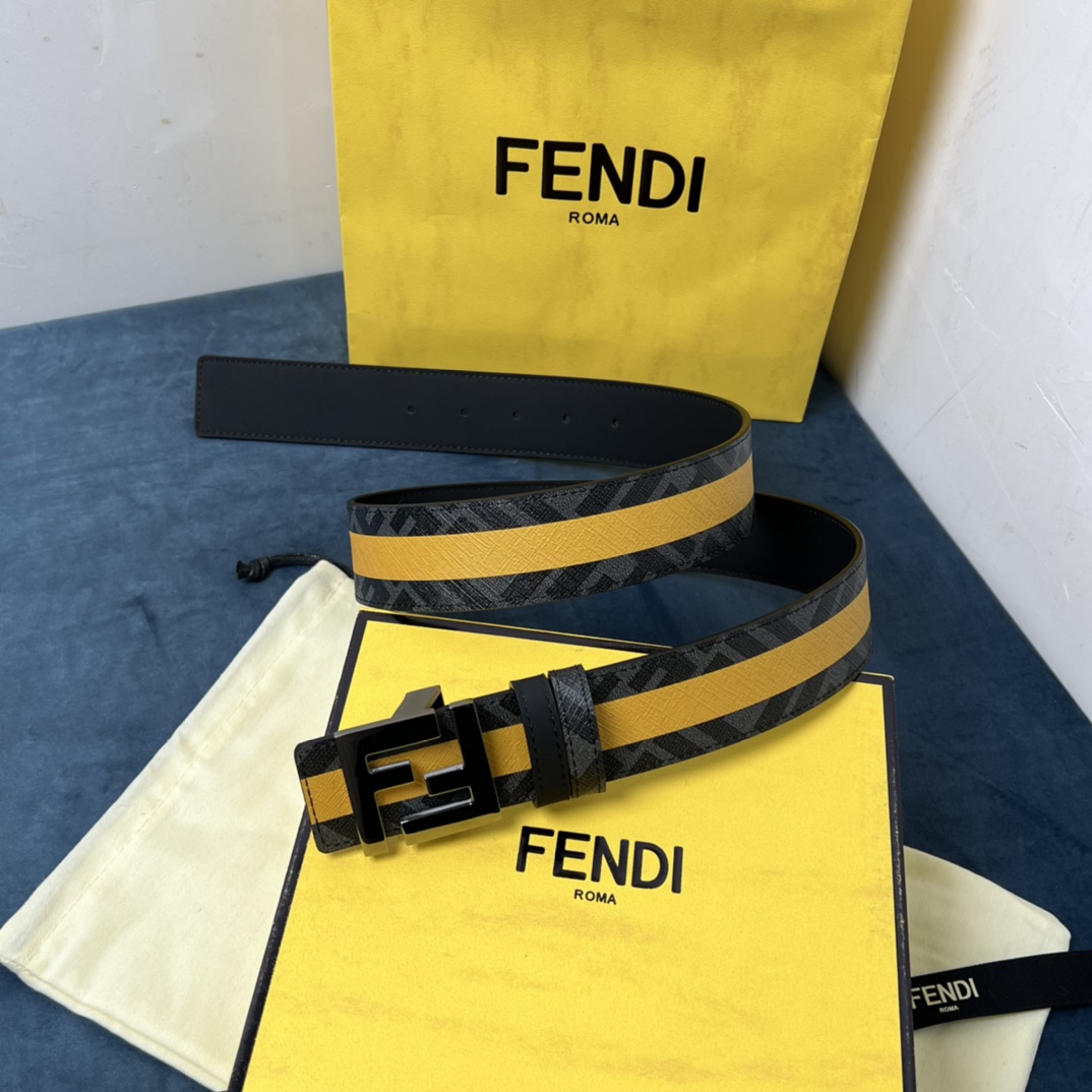 Fendi Reversible Black Leather Belt  - DopestKickz
