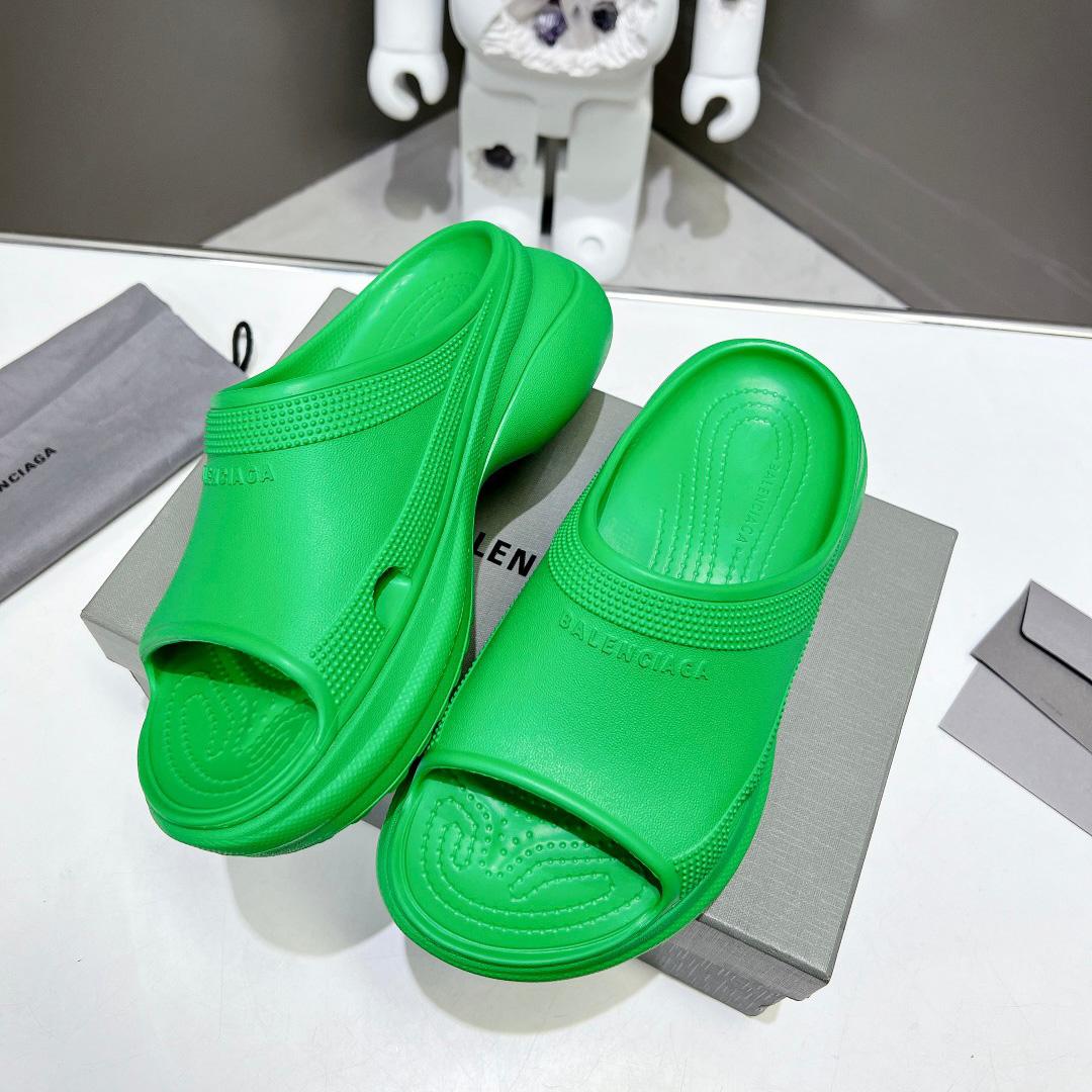 Balenciaga Women's Pool Crocs™ Slide Sandal In Green  - DopestKickz