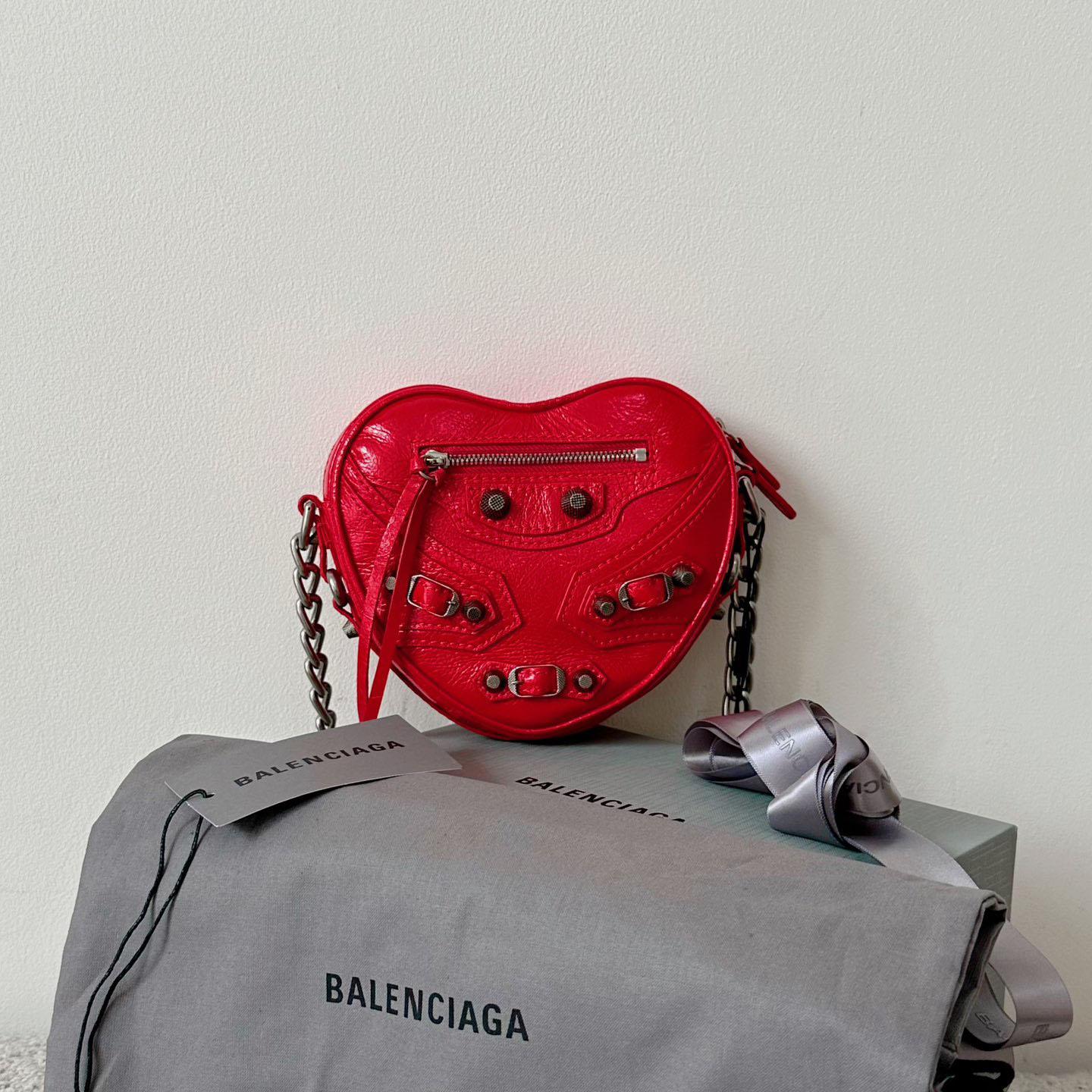 Balenciaga Le Cagole Heart Mini Bag In Red (16-12.7-4.5cm) - DopestKickz