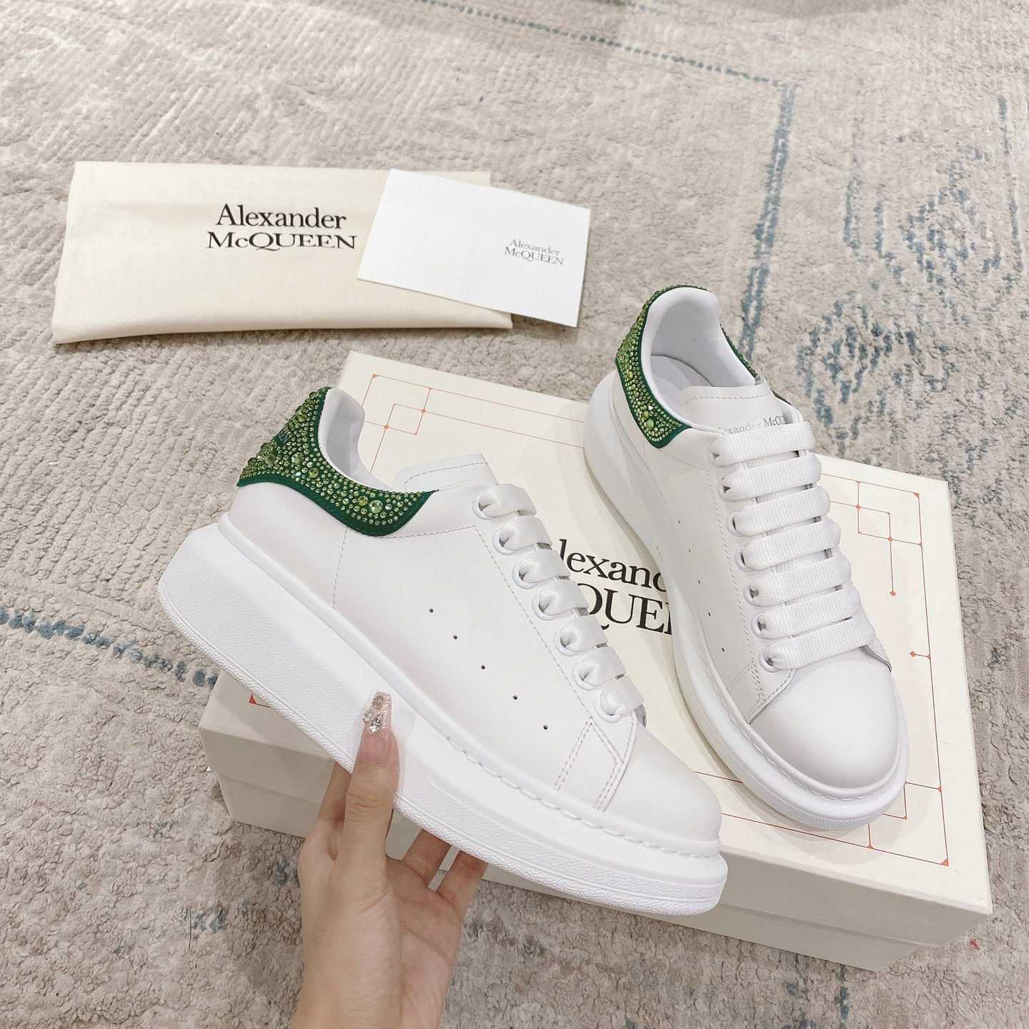 Alexander Mqueen Oversized Sneaker in White/Acid Green - DopestKickz