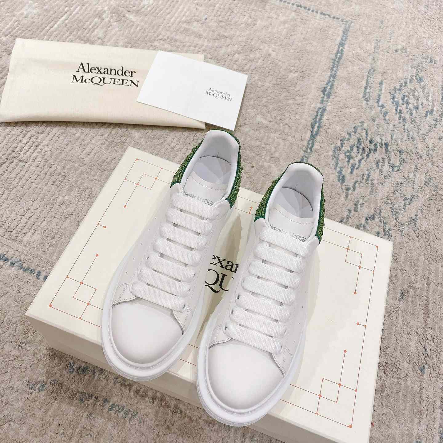 Alexander Mqueen Oversized Sneaker in White/Acid Green - DopestKickz