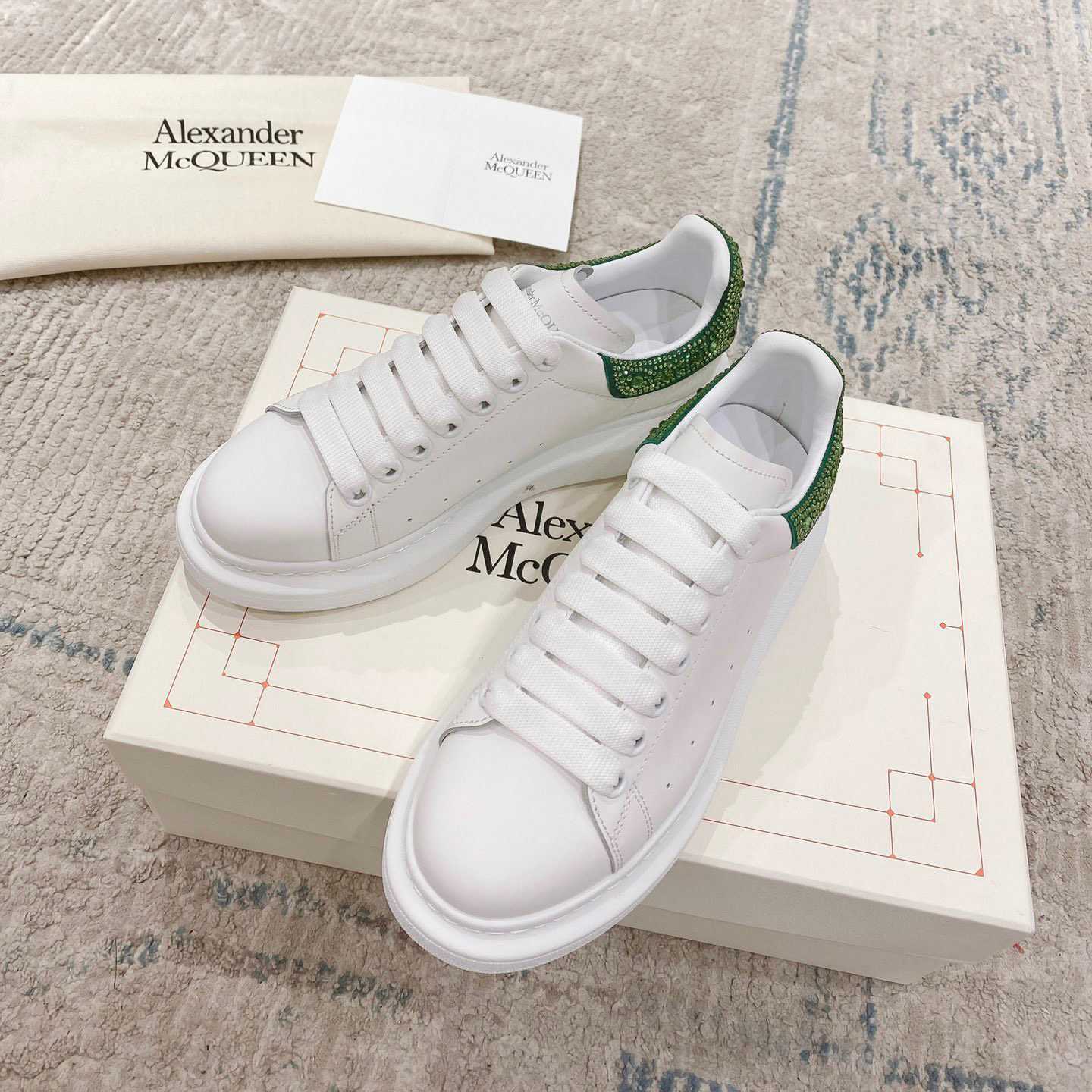 Alexander Mqueen Oversized Sneaker in White/Acid Green - DopestKickz