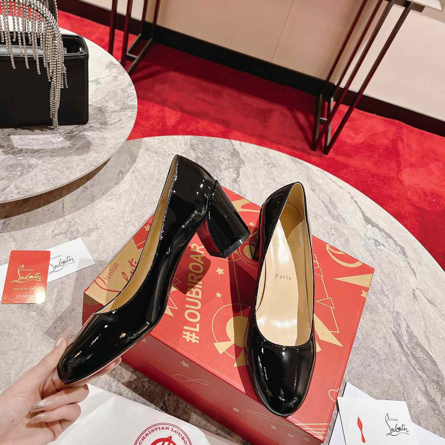 Christian Louboutin Simple 55 Patent Leather Pumps - DopestKickz