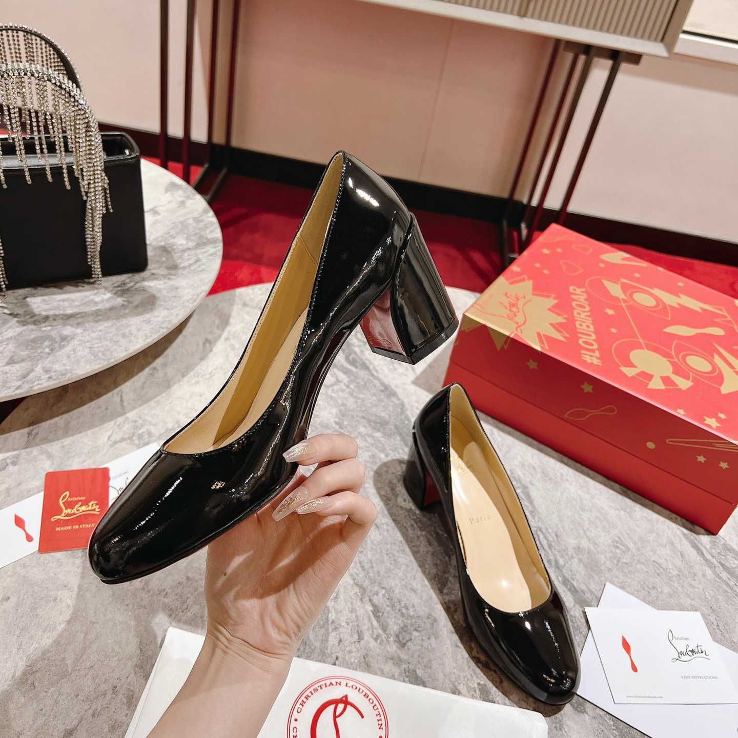 Christian Louboutin Simple 55 Patent Leather Pumps - DopestKickz