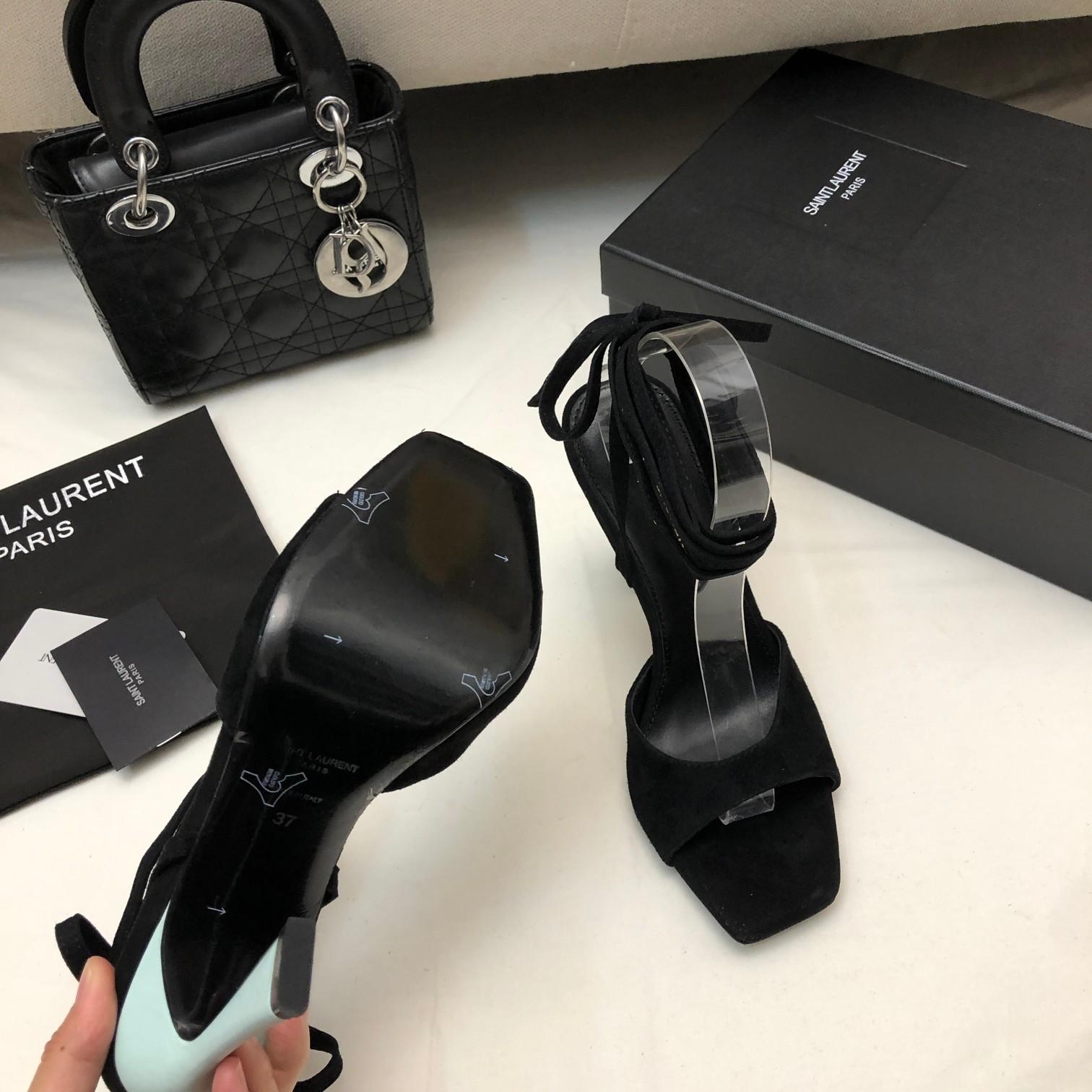 Saint Laurent Paz Sandals In Suede And Metallized Leather - DopestKickz