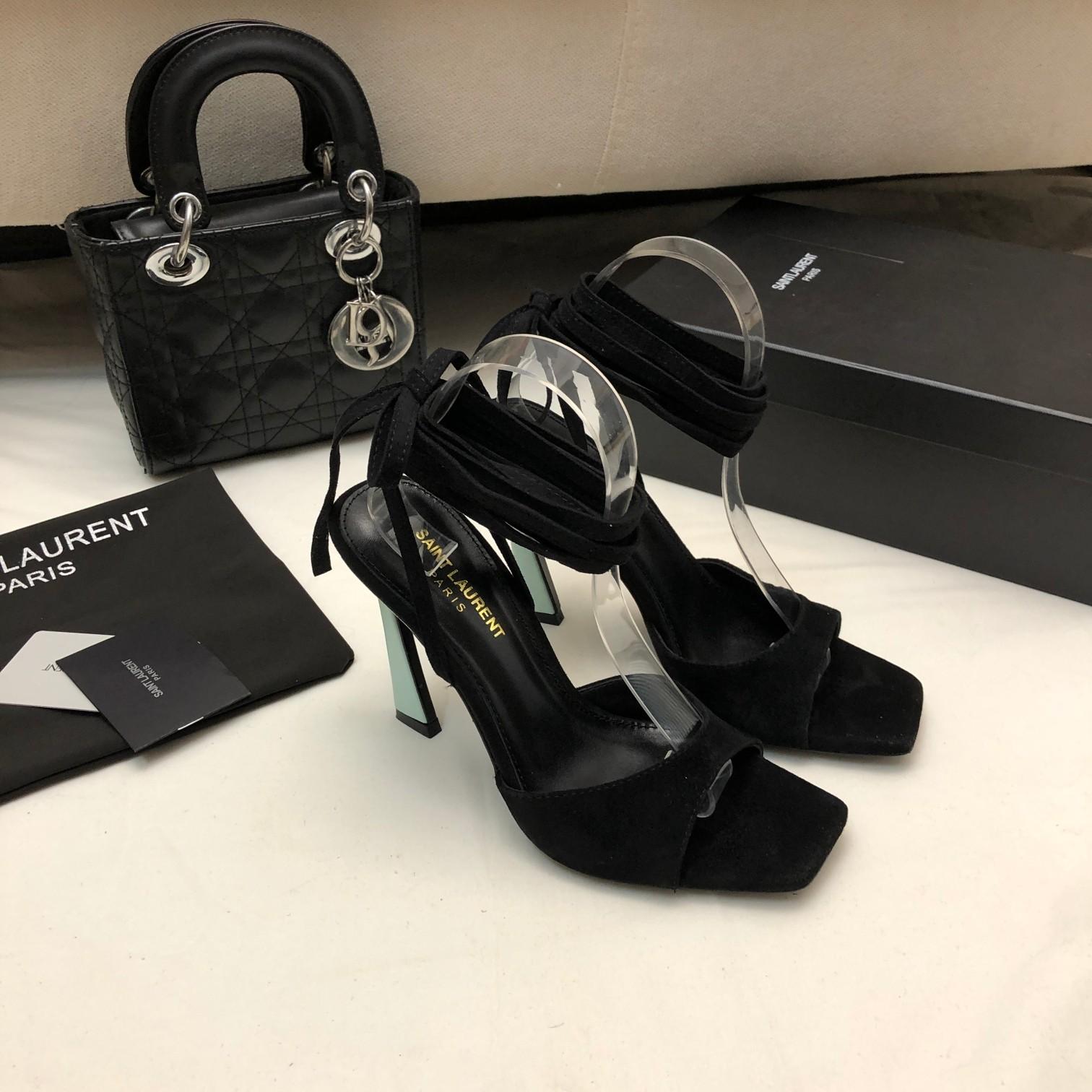 Saint Laurent Paz Sandals In Suede And Metallized Leather - DopestKickz