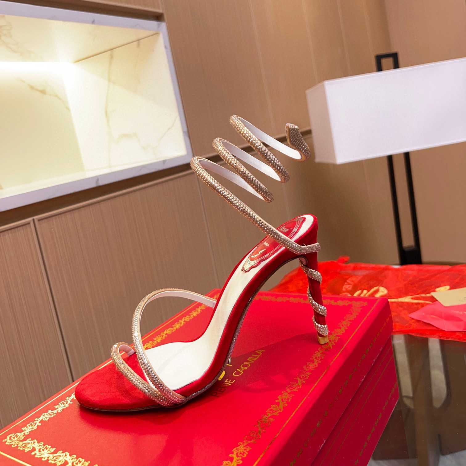 Rene Caovilla Cleo Crystal-Embellished Wrap Sandals - DopestKickz