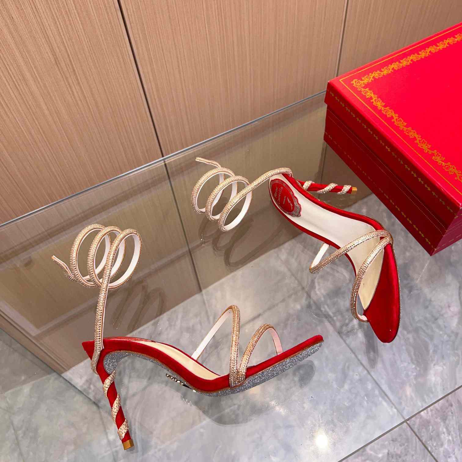 Rene Caovilla Cleo Crystal-Embellished Wrap Sandals - DopestKickz