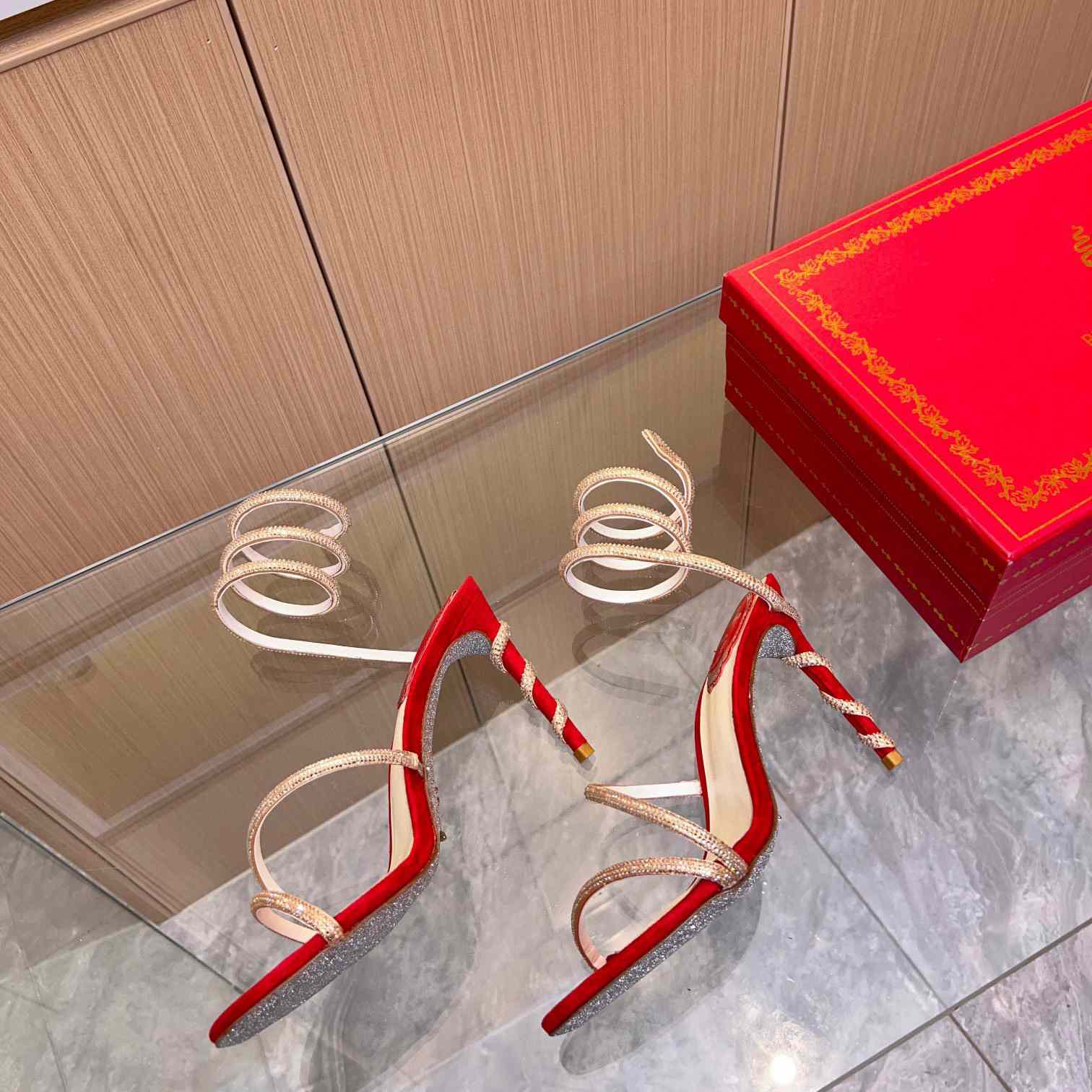 Rene Caovilla Cleo Crystal-Embellished Wrap Sandals - DopestKickz