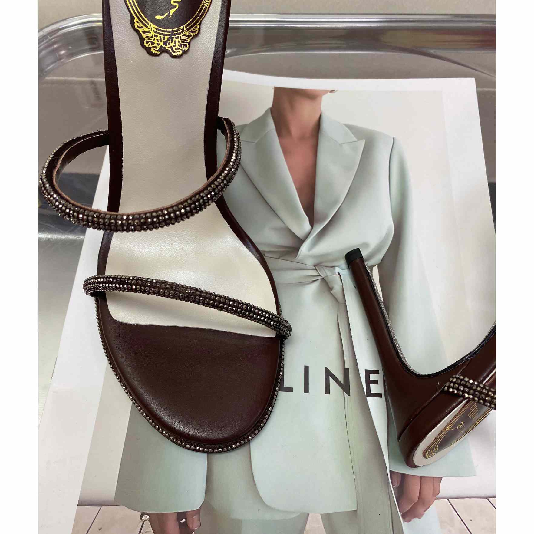 Rene Caovilla Cleo Crystal Coffee Sandal - DopestKickz