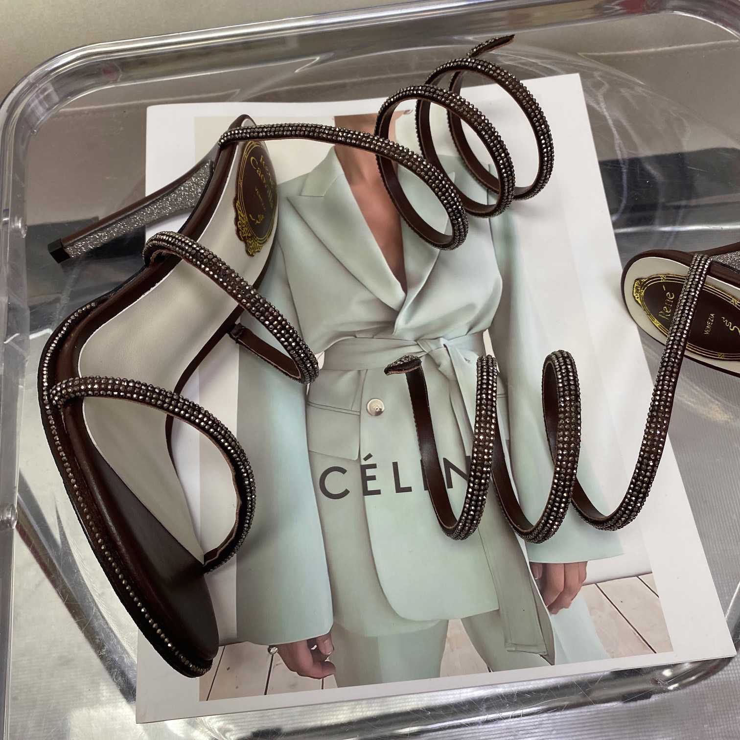 Rene Caovilla Cleo Crystal Coffee Sandal - DopestKickz