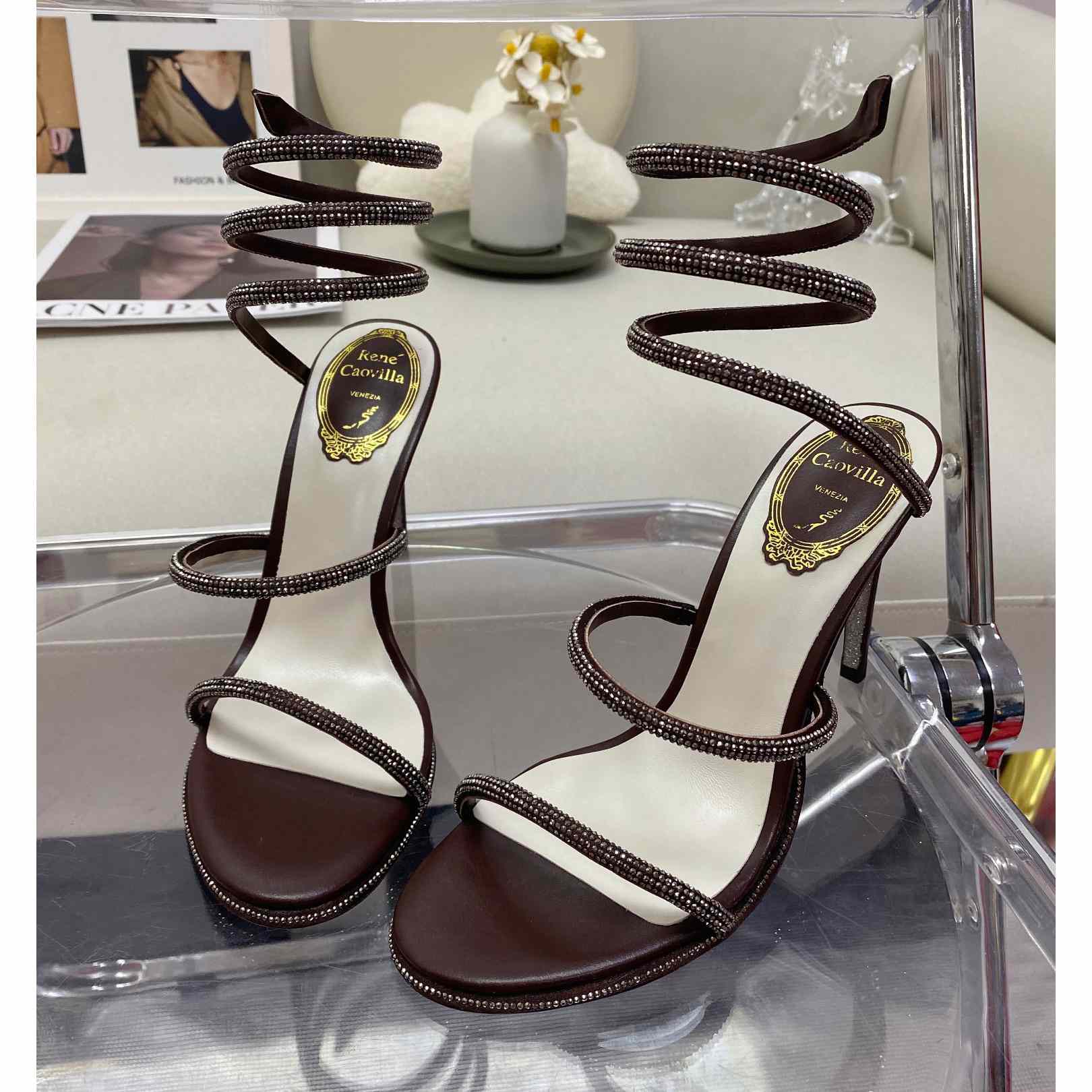 Rene Caovilla Cleo Crystal Coffee Sandal - DopestKickz