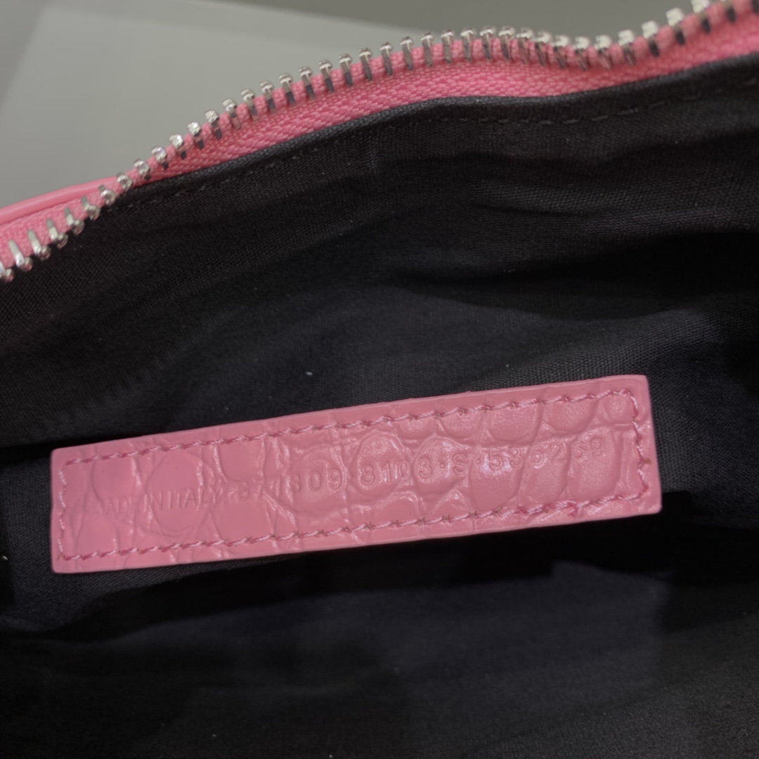 Balenciaga Le Cagole Small Shoulder Bag Crocodile Embossed In Pink - DopestKickz