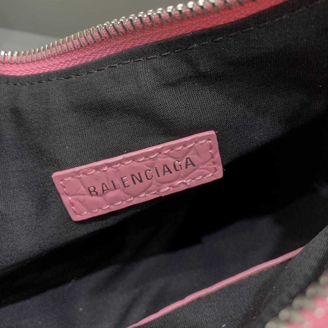 Balenciaga Le Cagole Small Shoulder Bag Crocodile Embossed In Pink - DopestKickz