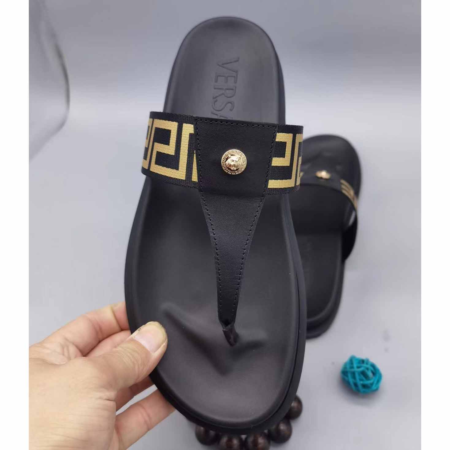 Versace Medusa Plaque Flip-Flop - DopestKickz