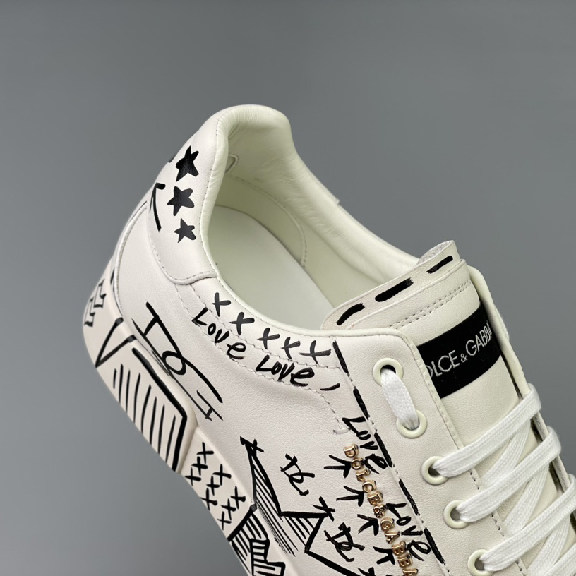 Dolce & Gabbana Hand-painted Calfskin Portofino Sneakers - DopestKickz