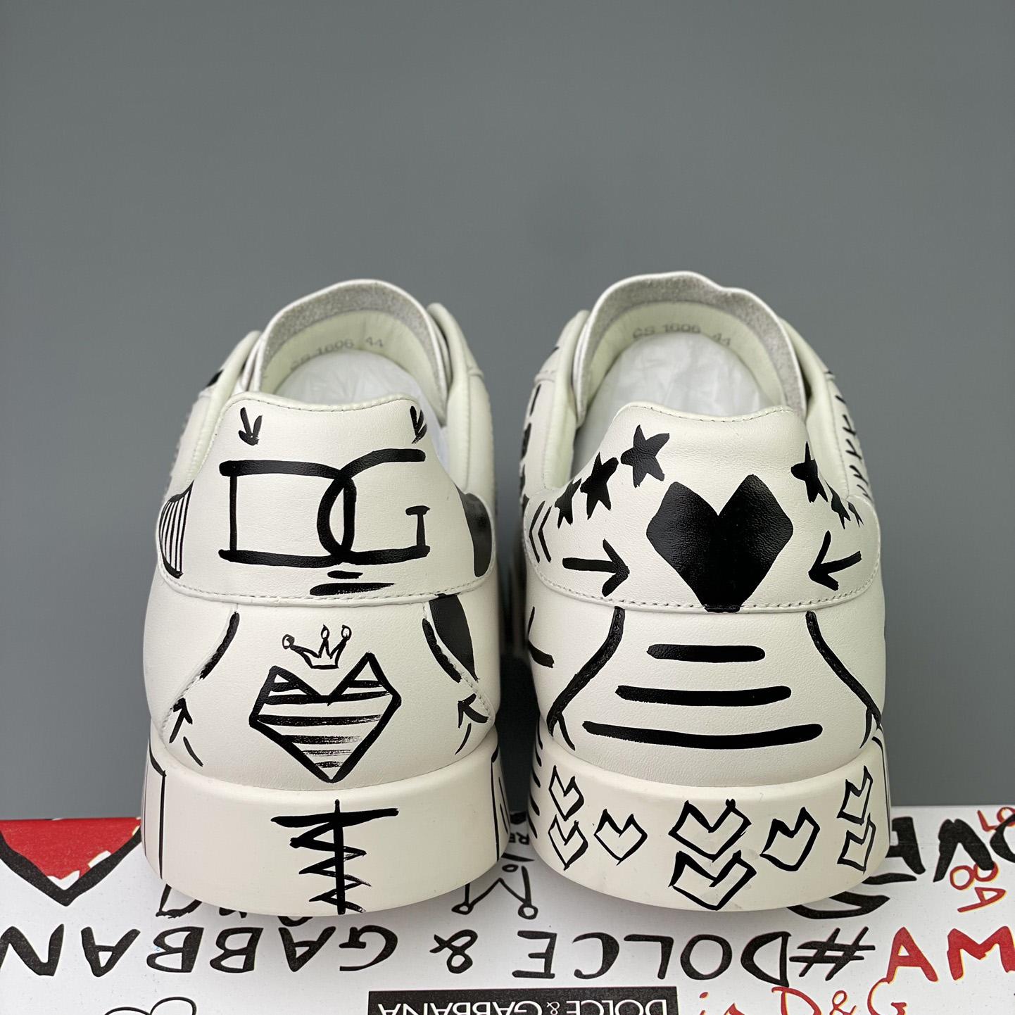 Dolce & Gabbana Hand-painted Calfskin Portofino Sneakers - DopestKickz