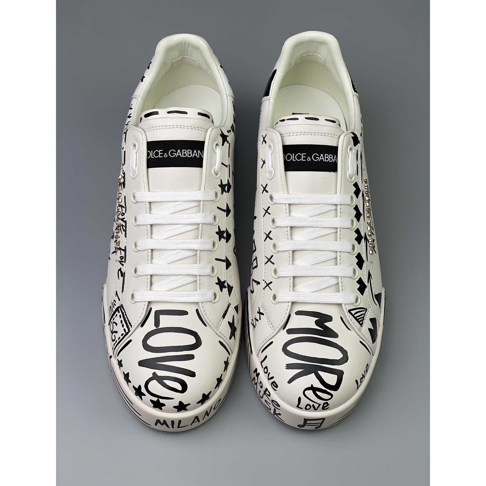 Dolce & Gabbana Hand-painted Calfskin Portofino Sneakers - DopestKickz