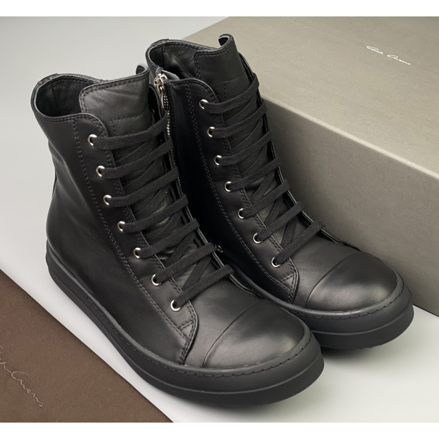 Rick Owens  Leather High Top Sneakers - DopestKickz