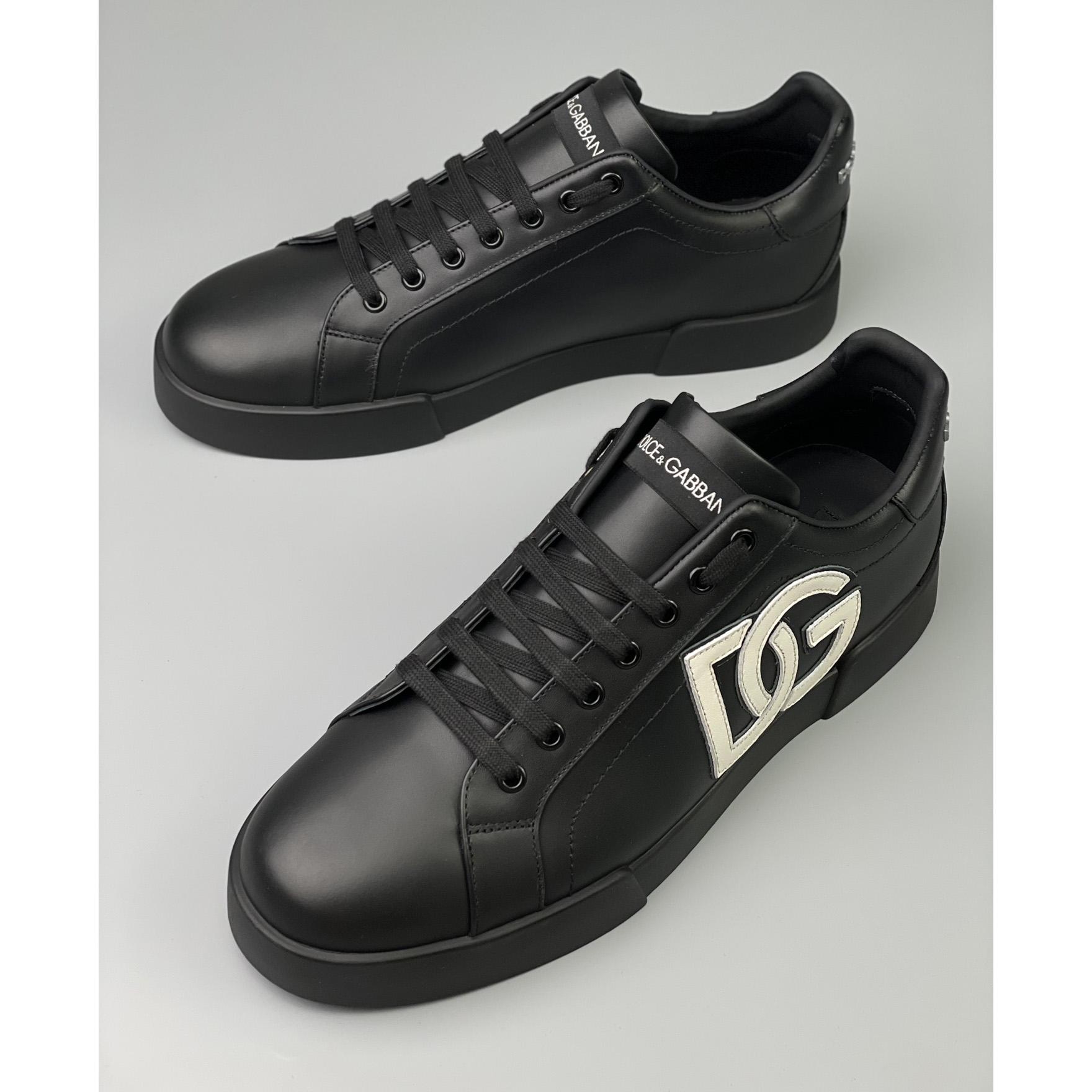 Dolce & Gabbana Calfskin Portofino Sneakers With DG Logo - DopestKickz