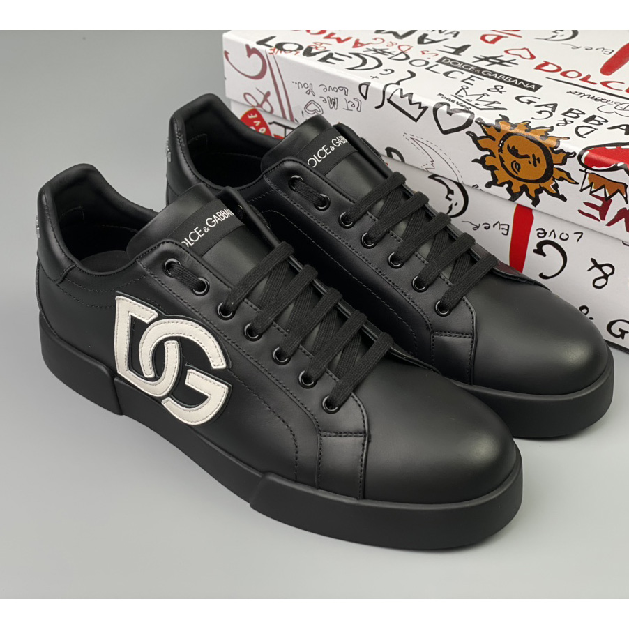 Dolce & Gabbana Calfskin Portofino Sneakers With DG Logo - DopestKickz