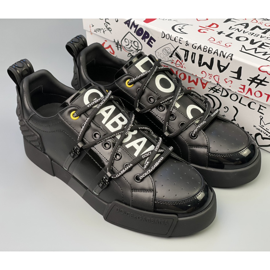 Dolce & Gabbana Portofino Sneakers In Calfskin And Patent Leather - DopestKickz