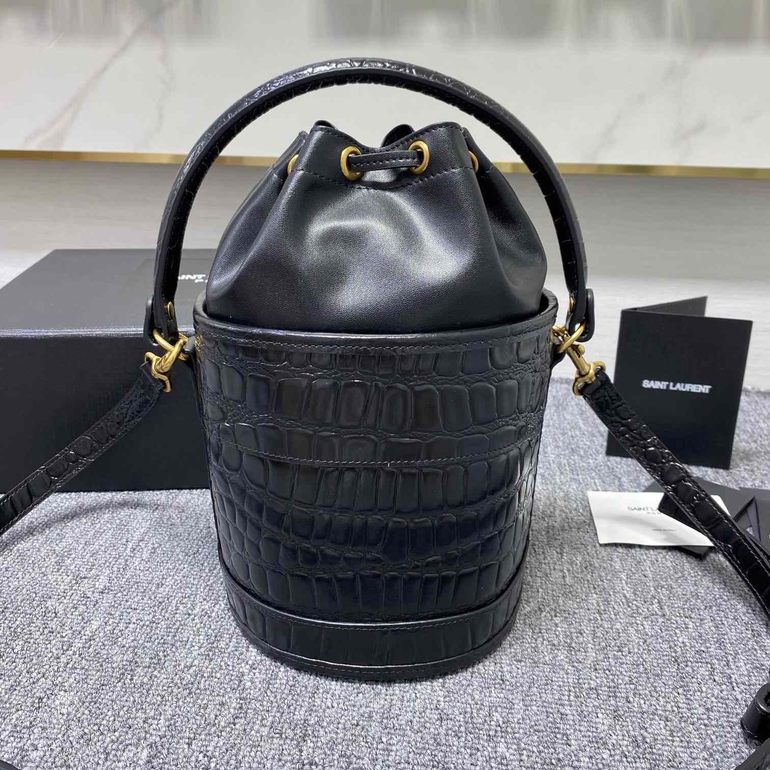 Saint Laurent Crocodile-effect Embossed Bucket Bag(16x26x16cm) - DopestKickz