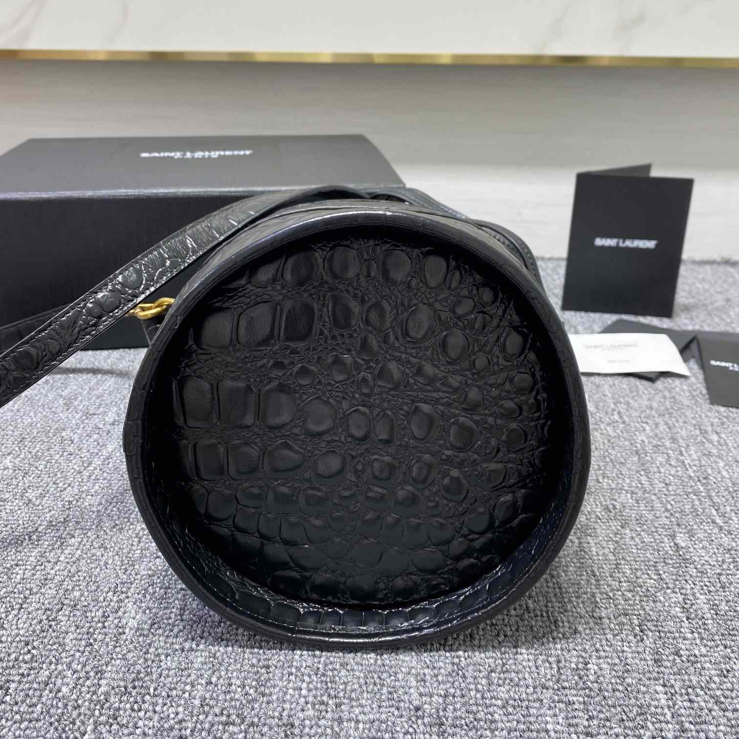 Saint Laurent Crocodile-effect Embossed Bucket Bag(16x26x16cm) - DopestKickz