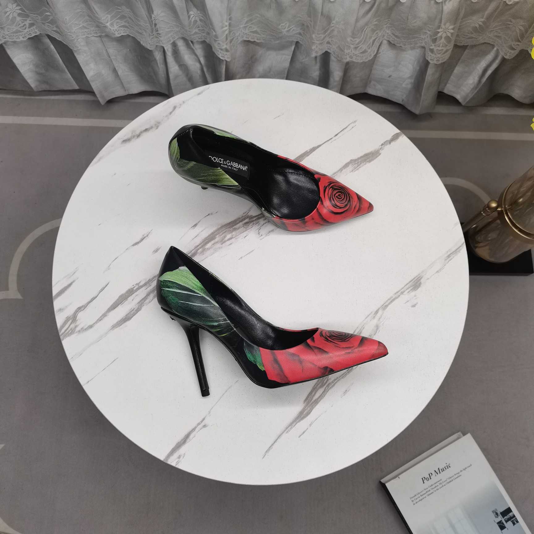 Dolce & Gabbana Rose-print Jersey Pumps - DopestKickz