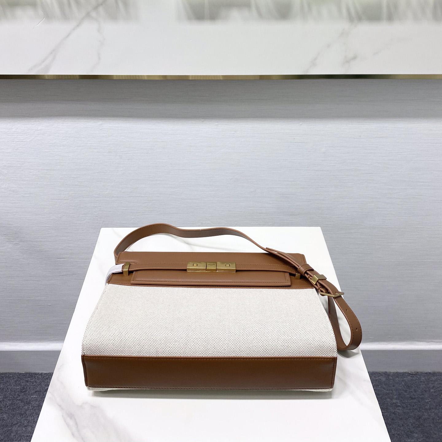 Saint Laurent Manhattan Shoulder Bag In Canvas And Leather - DopestKickz