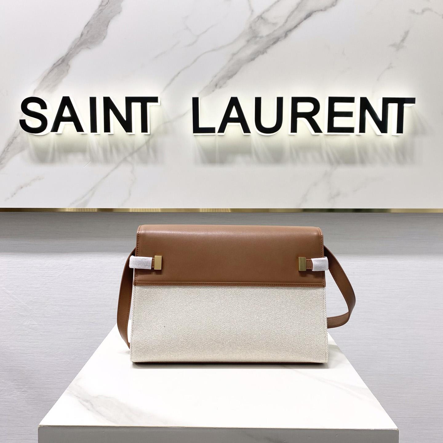 Saint Laurent Manhattan Shoulder Bag In Canvas And Leather - DopestKickz