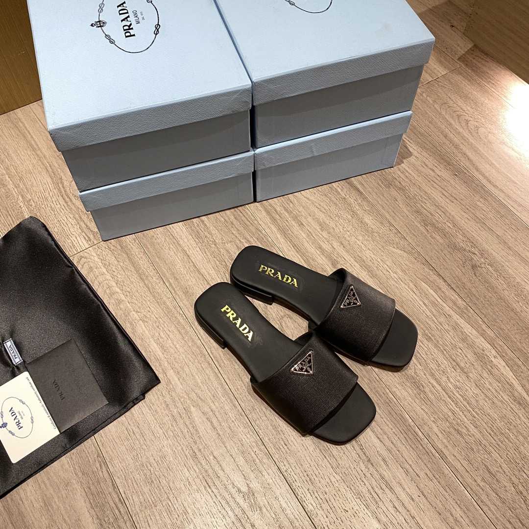 Prada Saffiano Leather Slides - DopestKickz