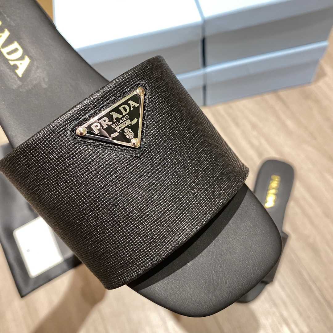 Prada Saffiano Leather Slides - DopestKickz