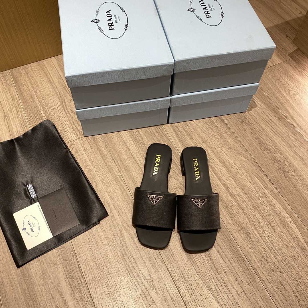 Prada Saffiano Leather Slides - DopestKickz