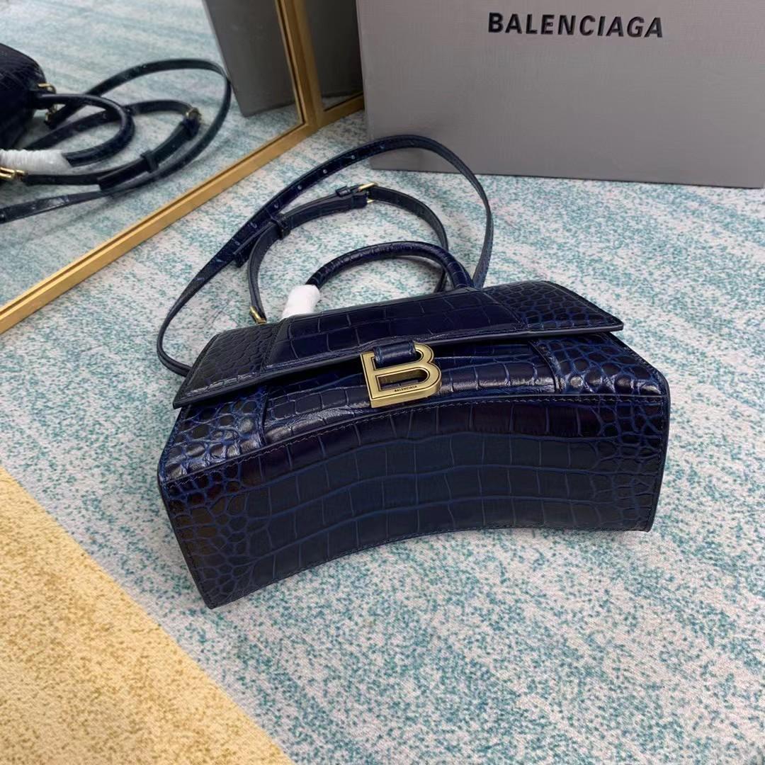 Balenciaga Small Hourglass Crocodile Effect Bag(23-15-10cm) - DopestKickz