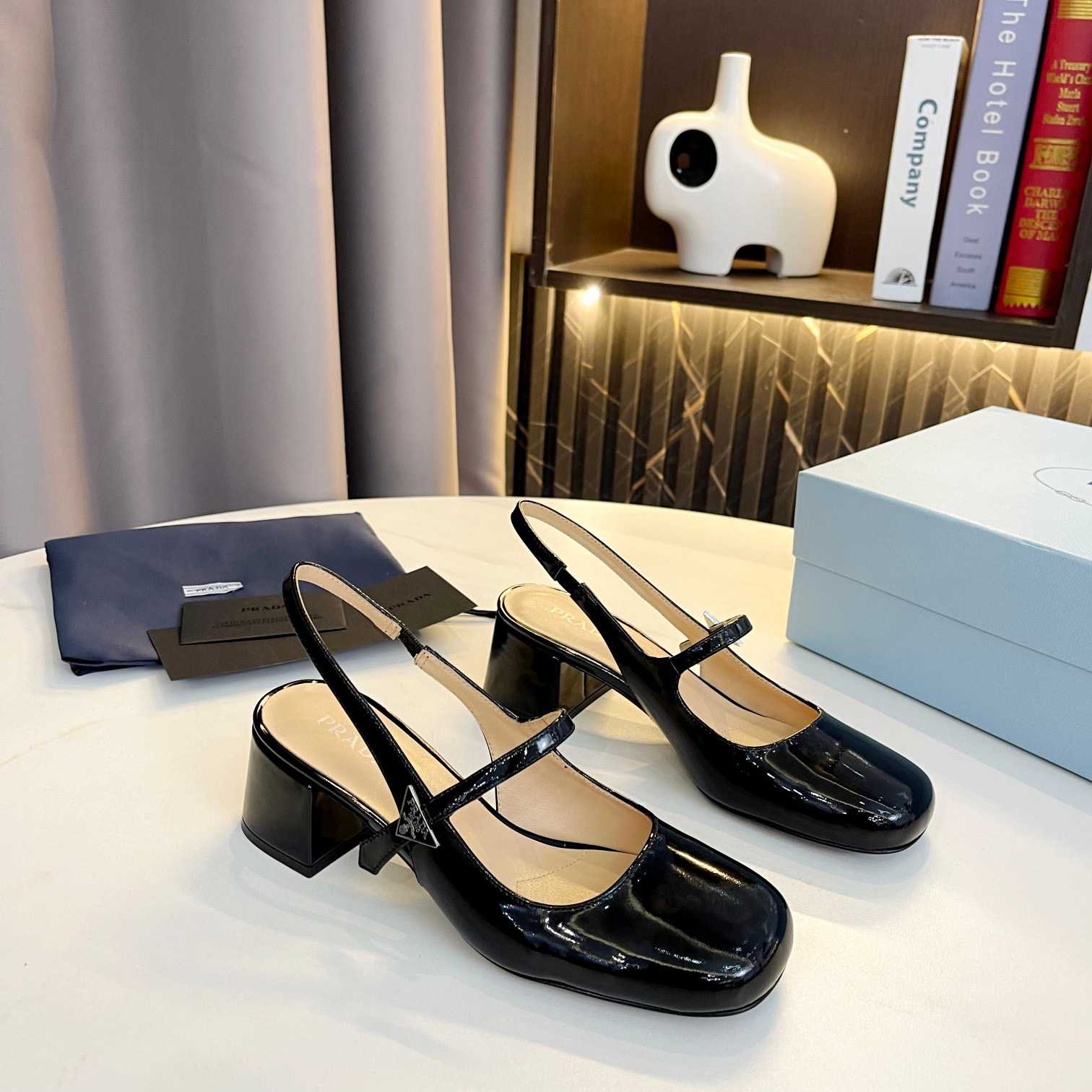 Prada Triangle Logo Leather Slingback Pumps - DopestKickz