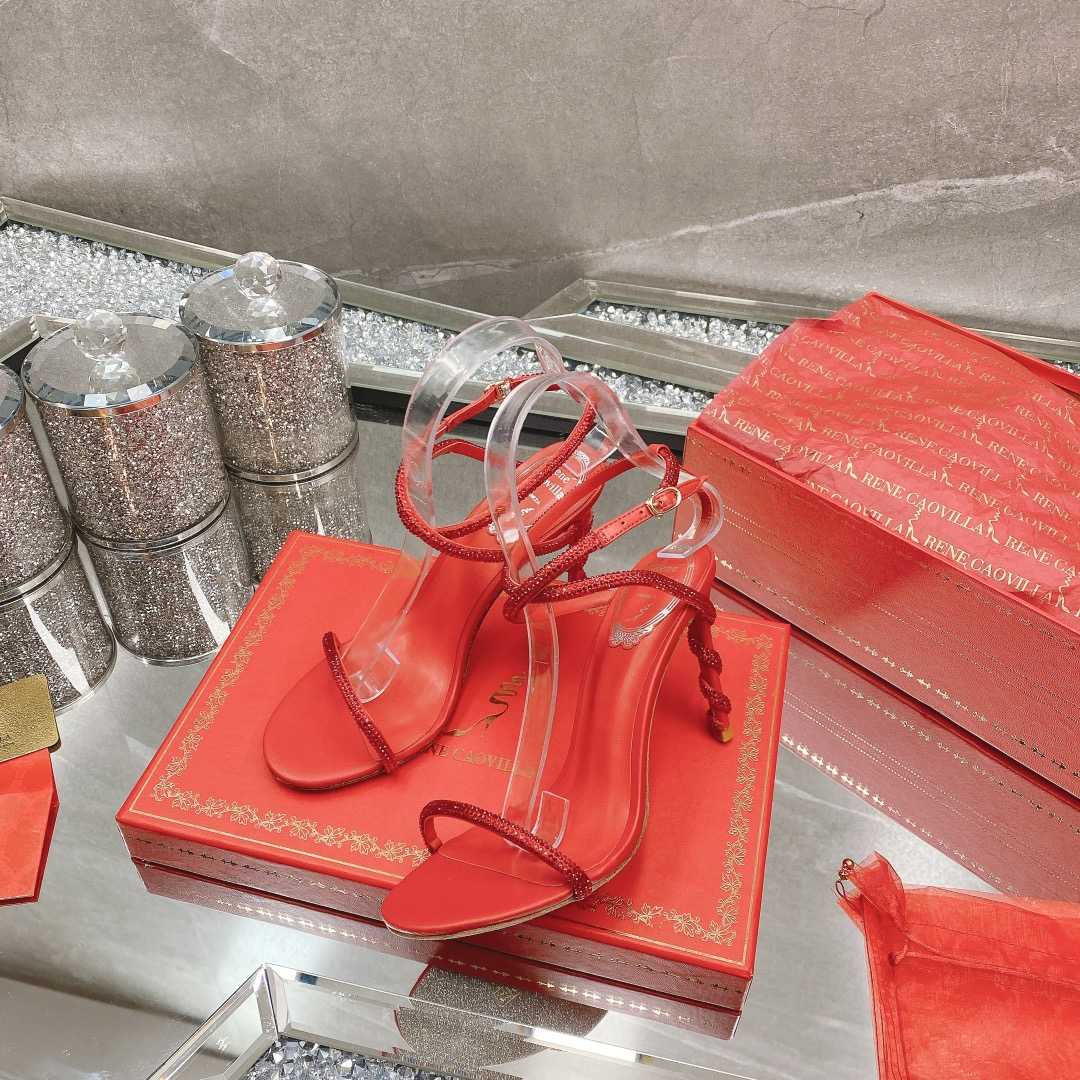 Rene Caovilla Margot Crystal Red Sandal - DopestKickz