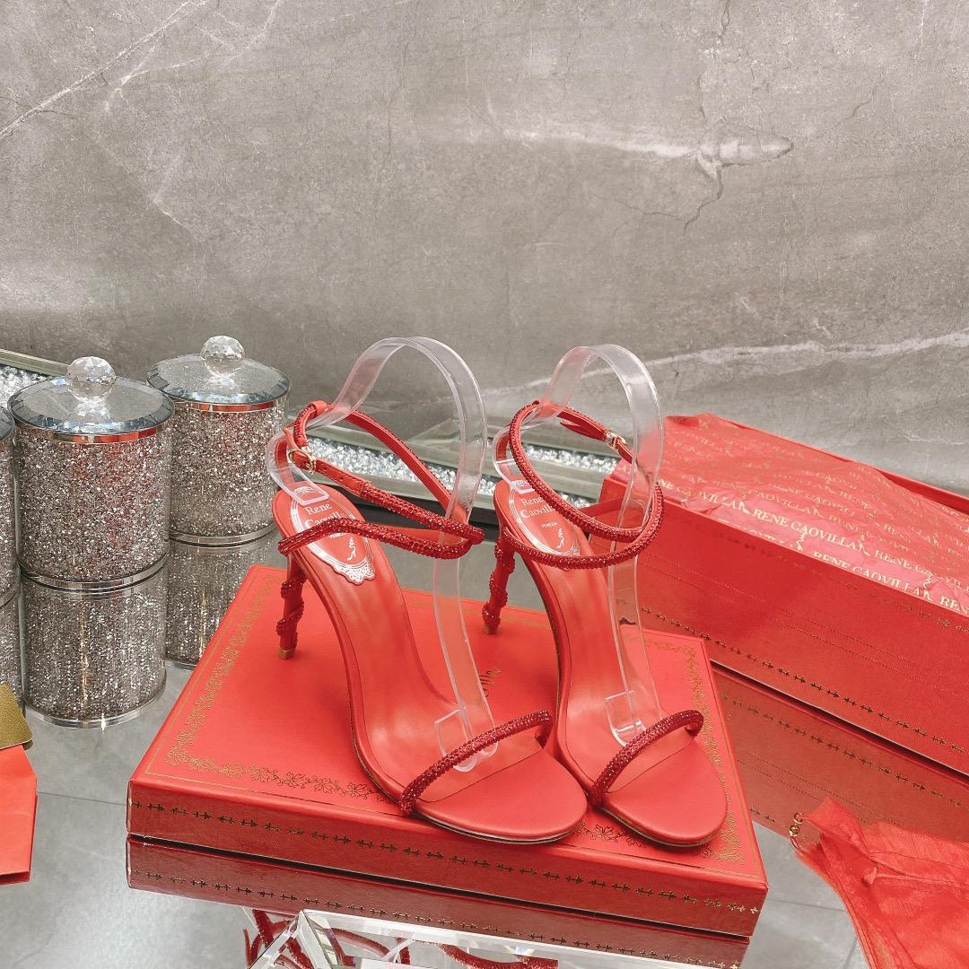 Rene Caovilla Margot Crystal Red Sandal - DopestKickz