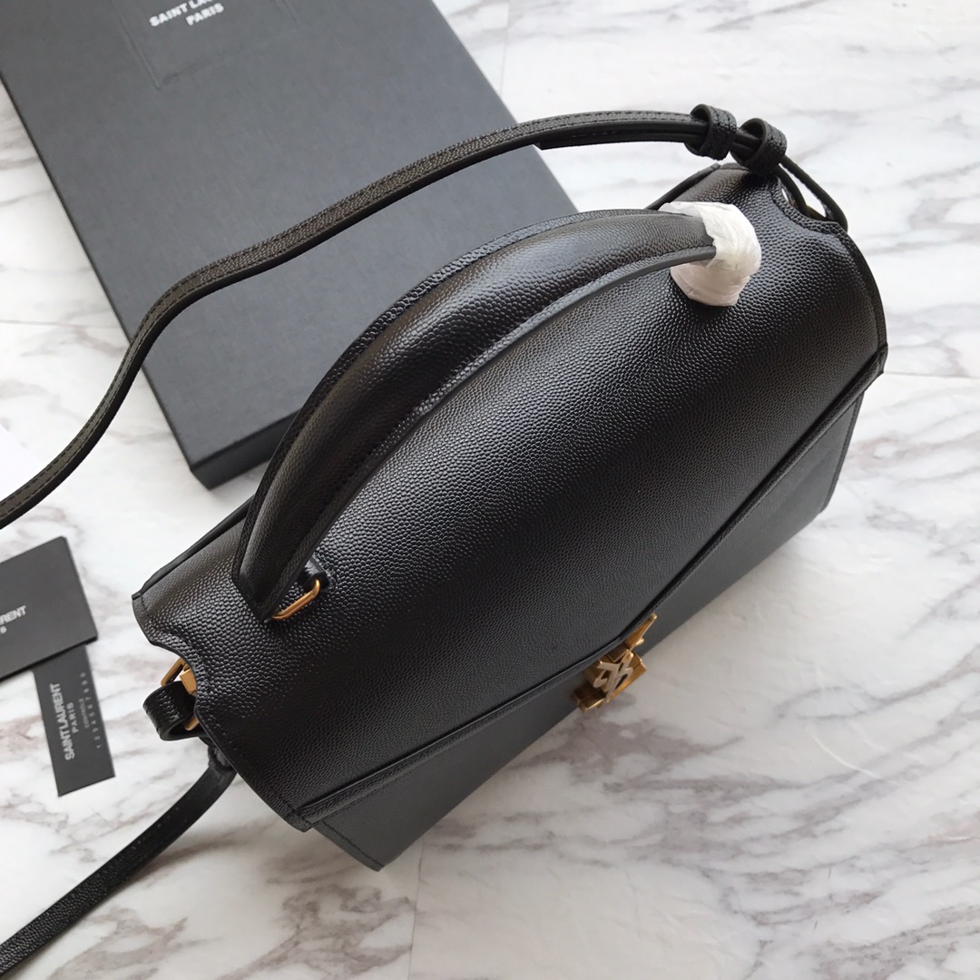 Saint Laurent Cassandra MIni Top Handle Bag In Grain De Poudre Embossed Leather - DopestKickz