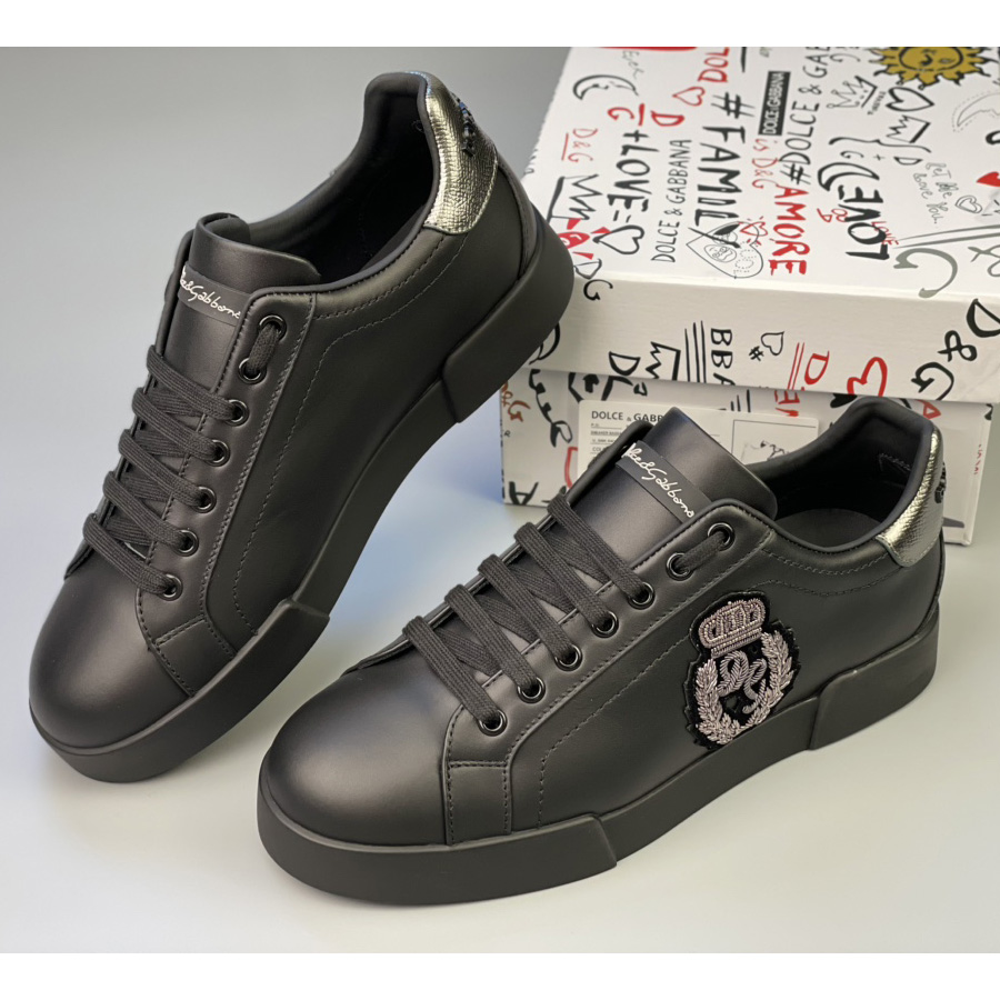 Dolce & Gabbana Calfskin Nappa Portofino Sneakers With Crown Patch - DopestKickz