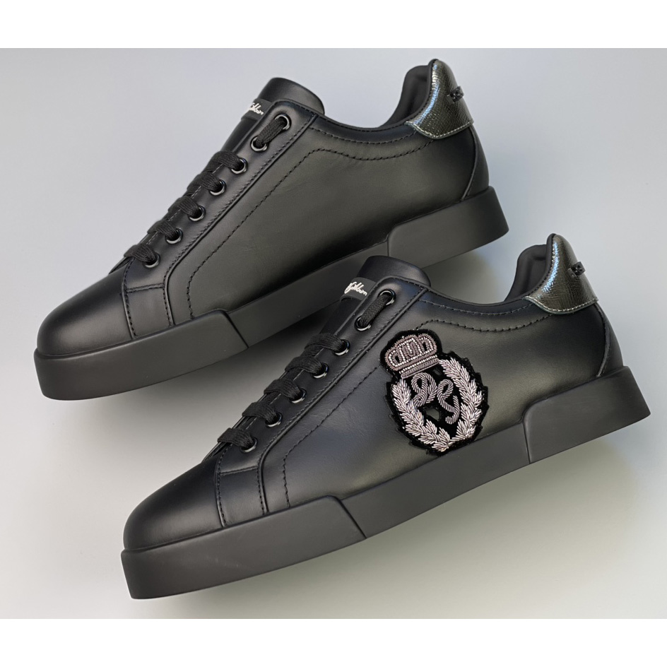 Dolce & Gabbana Calfskin Nappa Portofino Sneakers With Crown Patch - DopestKickz