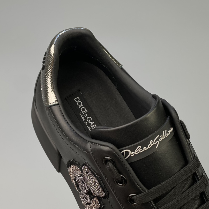 Dolce & Gabbana Calfskin Nappa Portofino Sneakers With Crown Patch - DopestKickz
