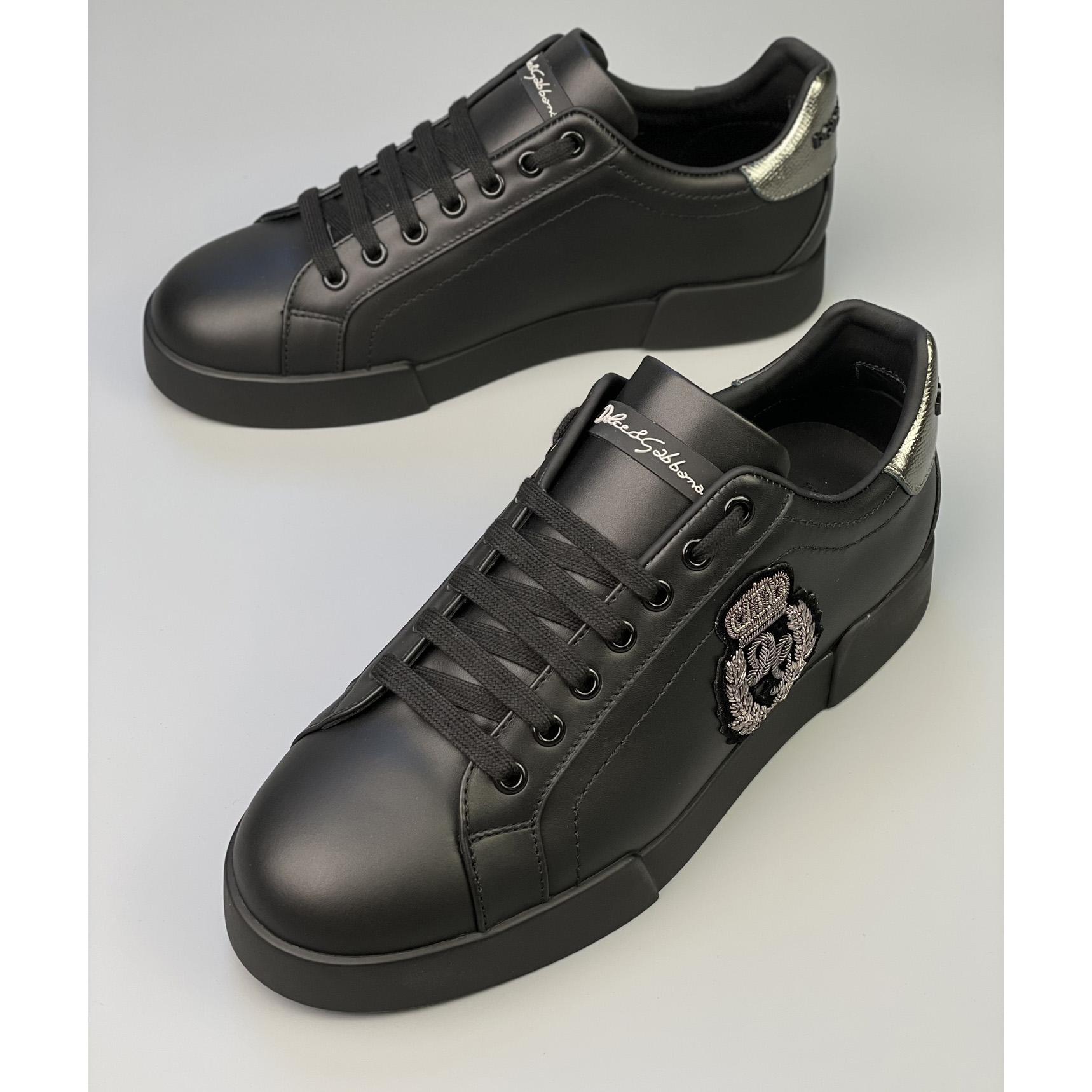 Dolce & Gabbana Calfskin Nappa Portofino Sneakers With Crown Patch - DopestKickz